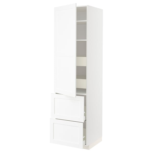 METOD / MAXIMERA hi cab w shlvs/4 drawers/dr/2 frnts, white Enköping/white wood effect, 60x60x220 cm