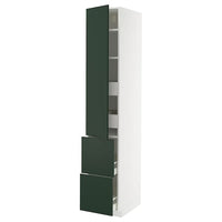 METOD / MAXIMERA hi cab w shlvs/4 drawers/dr/2 frnts, white/Havstorp deep green, 40x60x220 cm