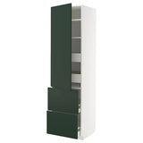 METOD / MAXIMERA hi cab w shlvs/4 drawers/dr/2 frnts, white/Havstorp deep green, 60x60x220 cm