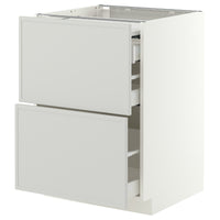 METOD / MAXIMERA bc w pull-out work surface/3drw, white/Aspudden light grey, 60x60 cm