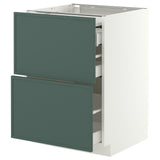METOD / MAXIMERA bc w pull-out work surface/3drw, white/Aspudden dark grey-green, 60x60 cm