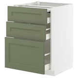 METOD / MAXIMERA bc w pull-out work surface/3drw, white/Axstad grey-green, 60x60 cm