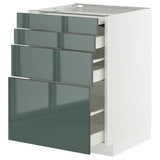 METOD / MAXIMERA bc w pull-out work surface/3drw, white/Kallarp high-gloss dark grey-green, 60x60 cm