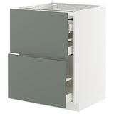 METOD / MAXIMERA bc w pull-out work surface/3drw, white/Nickebo matt grey-green, 60x60 cm
