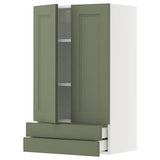 METOD / MAXIMERA wall cabinet w 2 doors/2 drawers, white/Axstad grey-green, 60x100 cm