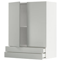 METOD / MAXIMERA wall cabinet w 2 doors/2 drawers, white/Havstorp light grey, 80x100 cm
