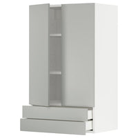 METOD / MAXIMERA wall cabinet w 2 doors/2 drawers, white/Havstorp light grey, 60x100 cm