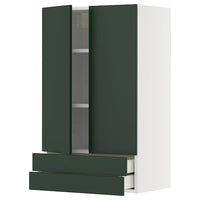 METOD / MAXIMERA wall cabinet w 2 doors/2 drawers, white/Havstorp deep green, 60x100 cm