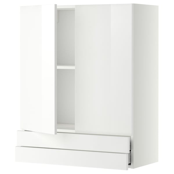 METOD / MAXIMERA wall cabinet w 2 doors/2 drawers, white/Ringhult white, 80x100 cm