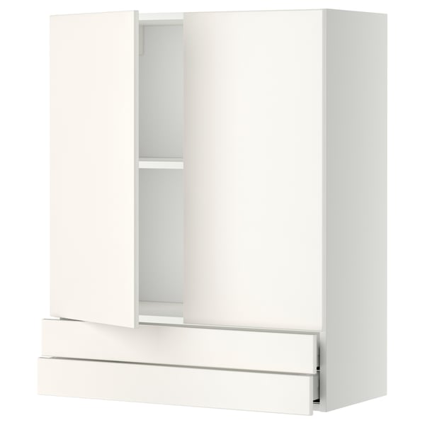 METOD / MAXIMERA wall cabinet w 2 doors/2 drawers, white/Veddinge white, 80x100 cm