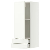 METOD / MAXIMERA wall cabinet with door/2 drawers, white/Aspudden matt white, 40x100 cm