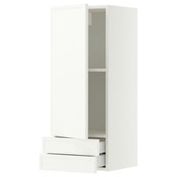 METOD / MAXIMERA wall cabinet with door/2 drawers, white/Aspudden matt white, 40x100 cm