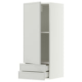 METOD / MAXIMERA wall cabinet with door/2 drawers, white/Aspudden light grey, 40x100 cm
