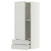 METOD / MAXIMERA wall cabinet with door/2 drawers, white/Aspudden light grey, 40x100 cm