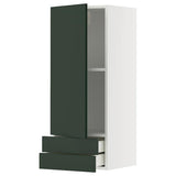 METOD / MAXIMERA wall cabinet with door/2 drawers, white/Havstorp deep green, 40x100 cm