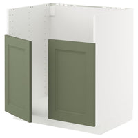 METOD base cab f TALLSJÖN sink, white/Axstad grey-green, 80x60 cm