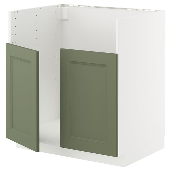 METOD base cab f TALLSJÖN sink, white/Axstad grey-green, 80x60 cm