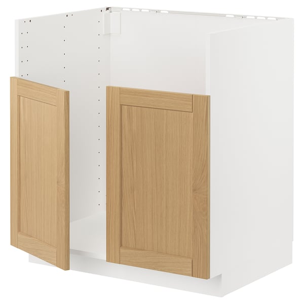 METOD base cab f TALLSJÖN sink, white/Forsbacka oak, 80x60 cm