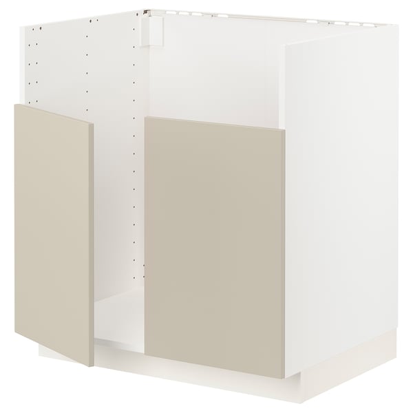 METOD base cab f TALLSJÖN sink, white/Havstorp beige, 80x60 cm