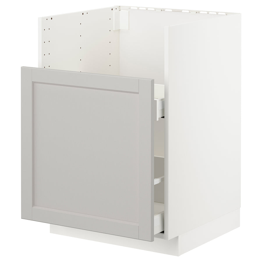 METOD base cab f TALLSJÖN sink, white/Lerhyttan light grey, 60x60 cm