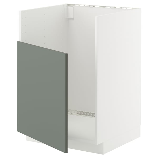 METOD base cab f TALLSJÖN sink, white/Nickebo matt grey-green, 60x60 cm
