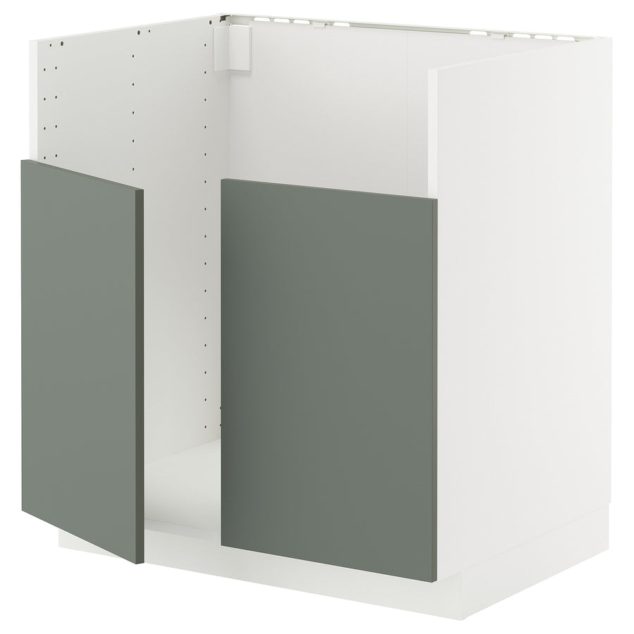 METOD base cab f TALLSJÖN sink, white/Nickebo matt grey-green, 80x60 cm