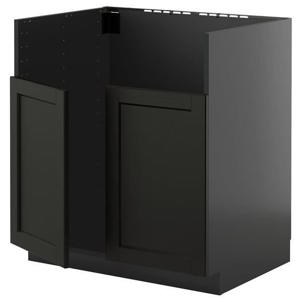 METOD base cab f TALLSJÖN sink, black-grey/Lerhyttan black stained, 80x60 cm