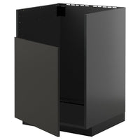 METOD base cab f TALLSJÖN sink, black-grey/Nickebo matt anthracite, 60x60 cm