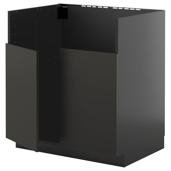 METOD base cab f TALLSJÖN sink, black-grey/Nickebo matt anthracite, 80x60 cm