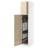 METOD high cabinet with cleaning interior, white/Askersund light ash effect, 40x60x200 cm