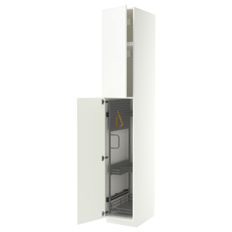 METOD high cabinet with cleaning interior, white/Aspudden matt white, 40x60x240 cm