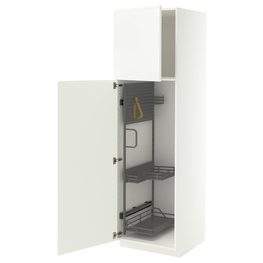 METOD high cabinet with cleaning interior, white/Aspudden matt white, 60x60x200 cm