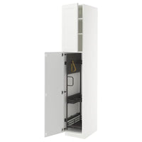 METOD high cabinet with cleaning interior, white/Axstad matt white, 40x60x220 cm