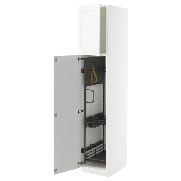 METOD high cabinet with cleaning interior, white Enköping/white wood effect, 40x60x200 cm