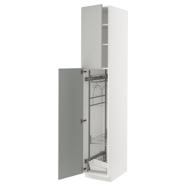 METOD - High cabinet with cleaning interior, white/Havstorp light grey, 40x60x220 cm