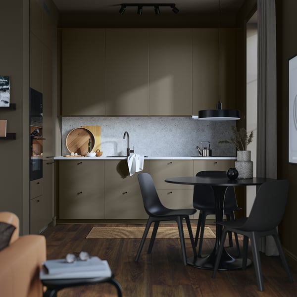 METOD high cabinet with cleaning interior, white/Havstorp brown-beige, 60x60x240 cm