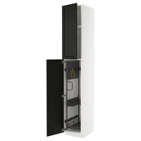 METOD high cabinet with cleaning interior, white/Lerhyttan black stained, 40x60x240 cm
