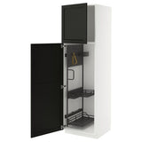 METOD high cabinet with cleaning interior, white/Lerhyttan black stained, 60x60x200 cm