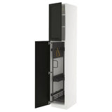 METOD high cabinet with cleaning interior, white/Lerhyttan black stained, 40x60x220 cm