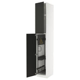 METOD high cabinet with cleaning interior, white/Nickebo matt anthracite, 40x60x240 cm