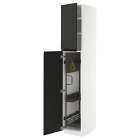 METOD high cabinet with cleaning interior, white/Upplöv matt anthracite, 40x60x220 cm