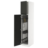METOD high cabinet with cleaning interior, white/Upplöv matt anthracite, 40x60x200 cm
