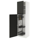 METOD high cabinet with cleaning interior, white/Upplöv matt anthracite, 60x60x220 cm