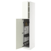 METOD high cabinet with cleaning interior, white/Vallstena white, 40x60x220 cm