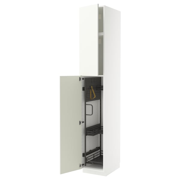 METOD high cabinet with cleaning interior, white/Vallstena white, 40x60x240 cm