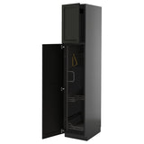 METOD high cabinet with cleaning interior, black-grey/Lerhyttan black stained, 40x60x200 cm