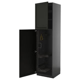 METOD high cabinet with cleaning interior, black-grey/Lerhyttan black stained, 60x60x220 cm