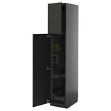 METOD high cabinet with cleaning interior, black-grey/Nickebo matt anthracite, 40x60x200 cm