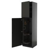 METOD high cabinet with cleaning interior, black-grey/Upplöv matt anthracite, 60x60x220 cm