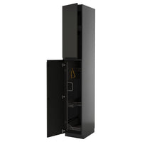 METOD high cabinet with cleaning interior, black-grey/Upplöv matt anthracite, 40x60x240 cm